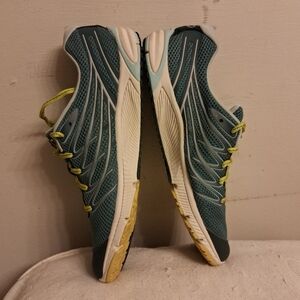 Womens MERRELL Sagebrush Green Mesh Running Sneakers with Yellow Accents size 10
